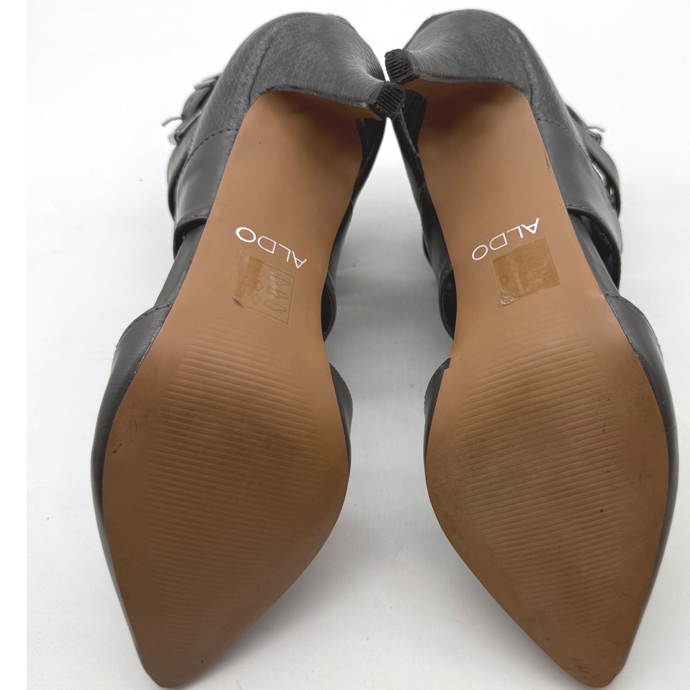 ALDO Womens Gray Leather Pointed Toe Ankle Strap Heels Shoes Size 6.5 - Picture 5 of 8